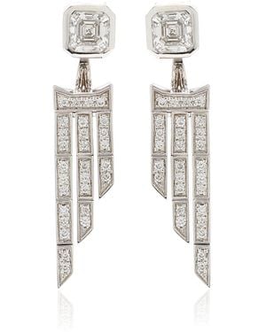 B.P. de Silva Jewellers One Of A Kind Deco Centennial Twenties 18k White Gold Diamond Earrings