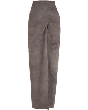 Cortana Sabina Asymmetric Linen-Blend Midi Skirt - Brown
