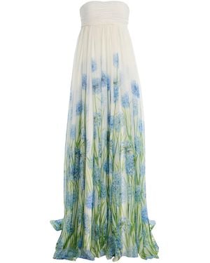 Oscar de la Renta Allium-Printed Silk-Chiffon Gown - Green