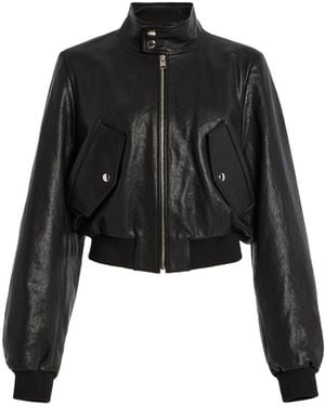 FRAME Harrington Leather Bomber Jacket - Black