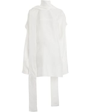 Ferragamo Scarf-Effect Twill Mini Dress - White
