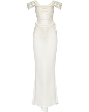 BALYKINA Élise Satin Maxi Dress - White