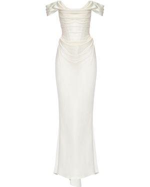 BALYKINA Élise Satin Maxi Dress - White