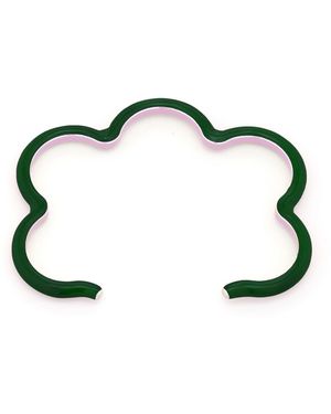 Bea Bongiasca 925 Flower Cuff Bracelet Hand-Painted With Emerald And Sakura Enamel - Black
