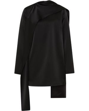 Rachel Gilbert Vista Silk-Blend Draped Mini Dress - Black