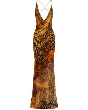 Alex Perry Bikini Wrap Silk Georgette Gown - Metallic