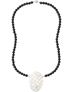 Julietta Isotta Rhodium-Plated Brass Mother-Of-Pearl And Onyx Necklace - Black