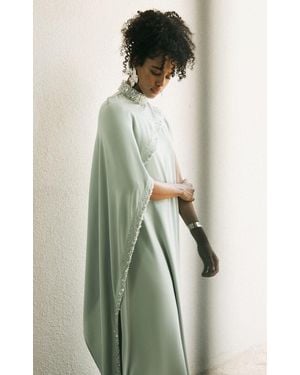 WAED ASMAR Nouran Crystal-Embellished Crepe Caftan Dress - Green