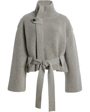 Brandon Maxwell The Neal Belted Recycled-Cashmere-Blend Sweater - Grey