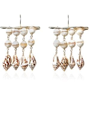 Chan Luu Cassis Waterfall Sterling Agate Earrings - White