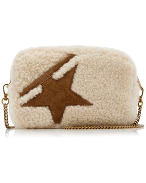 Golden Goose Mini Star Shearling, Suede Crossbody Bag - Natural