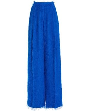 Oscar de la Renta Fringed Fil Coupe Wide-leg Trousers - Blue