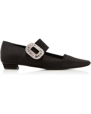 Roger Vivier Bv Crystal-Embellished Babies Satin Flats - Black