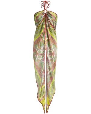 Alexis Vulcano Draped Twill Halter Top - Metallic