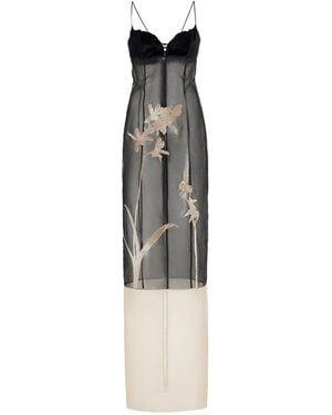 Ludovic de Saint Sernin Isabella Appliquéd Organdy Bustier Maxi Dress - Multicolour