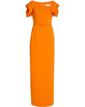 Oscar de la Renta Stretch-cady Column Gown - Orange