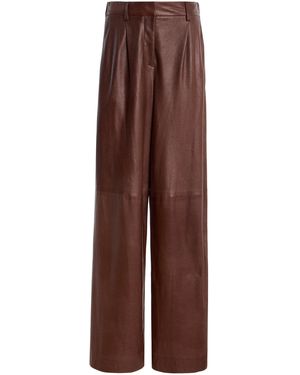 Twp Hudson St High-Rise Leather Wide-Leg Trousers - Brown