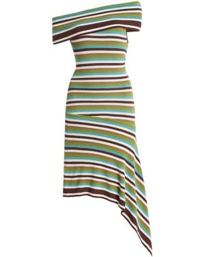 Christopher Esber Extension-Drape Striped Cotton-Blend Knit Mini Dress - Green