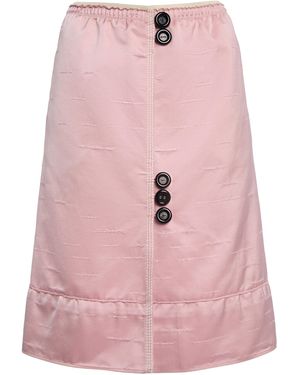 Marni Button-Detailed Cotton-Blend Midi Skirt - Pink