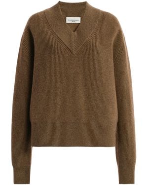 Brandon Maxwell Maris V-Neck Cashmere Jumper - Brown
