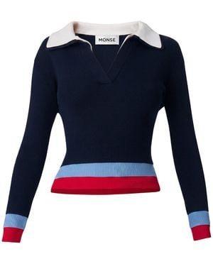 Monse Triple-Layer Merino Wool Polo - Blue