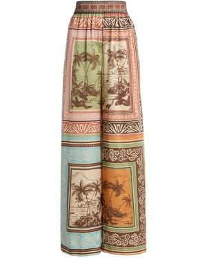 ALÉMAIS Alberta Silk Satin Wide-Leg Trousers - Natural