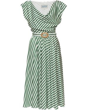 Lena Hoschek Signora Striped Midi Dress - Green