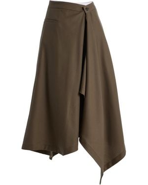Sloan Exclusive Summer Wool Asymmetric Midi Skirt - Brown