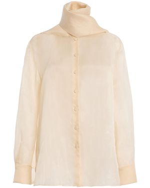 Another Tomorrow Silk-Organza Blouse - Natural