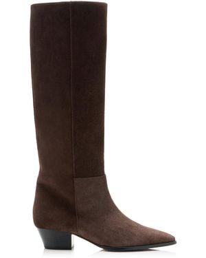 Aeyde Medea Suede Knee Boots - Brown