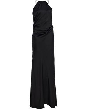 Victoria Beckham Chain-Detailed Satin Halter Gown - Black