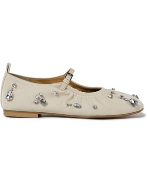 Reike Nen Sparkling Stone Leather Mary Jane Flats - White