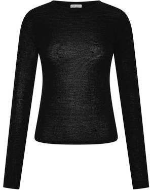 St. Agni Superfine Long Sleeve Merino Wool Top - Black
