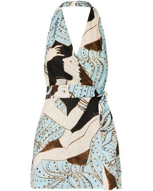 ROAME. Finley Wrap Linen Mini Dress - Multicolour