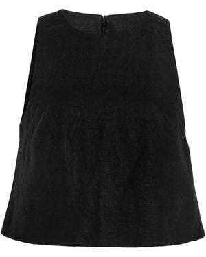 Posse Exclusive Poppy Linen Cropped Top - Black