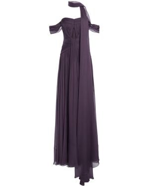 Zuhair Murad Silk-Chiffon Off-The-Shoulder Gown - Purple