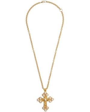 Sylvia Toledano Croix Pearl Gold-plated Necklace - White