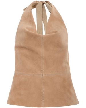 Jonathan Simkhai Griffin Suede Halter Top - Natural