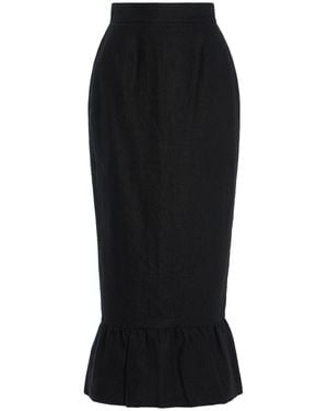 Posse Matilda Linen Column Maxi Skirt - Black
