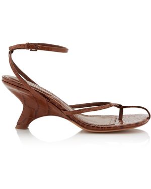 Jonathan Simkhai Kelsey Embossed Leather Wedges - Brown