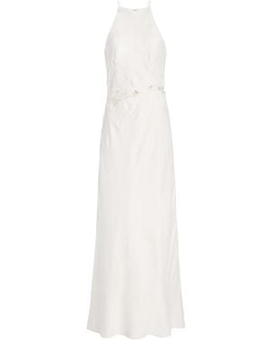 Significant Other Idette Floral-Appliquéd Linen-Blend Maxi Dress - White
