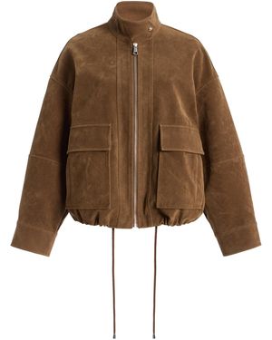 Apparis Kate Faux Suede Bomber Jacket - Brown