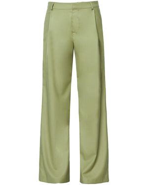 Wynn Hamlyn Lana Wool-linen Wide-leg Trousers - Green