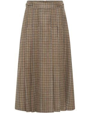 Gabriela Hearst Wesley Checked Wool-Silk Midi Skirt - Natural