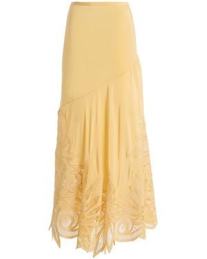 Ulla Johnson Oona Embroidered Silk Crepe De Chine Midi Skirt - Metallic