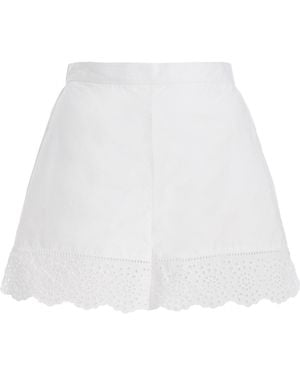 By Malene Birger Greta Eyelet-Detailed Cotton Shorts - White