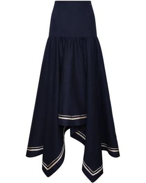ANDRES OTALORA Wayuu Linen Maxi Skirt - Blue