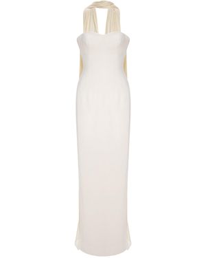 Marmar Halim Chiffon Scarf Crepe Maxi Dress - White