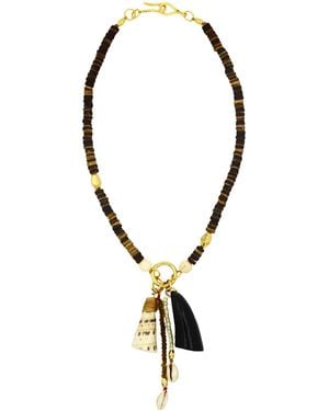 Tohum Design Terra Seashell And Wooden Beads Necklace - Multicolor
