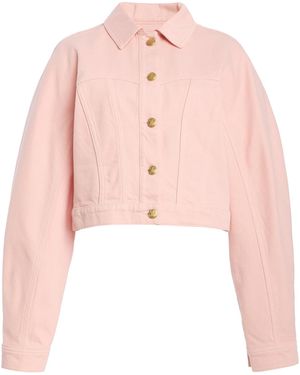 Ulla Johnson The Val Cropped Denim Jacket - Pink